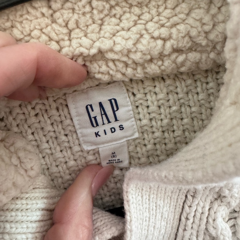 Boys, soft ivory, cable, knit sweater